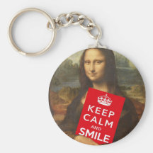 Mona Lisa Keep Calm And Smile Key Chains