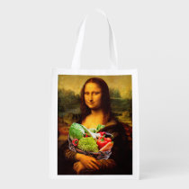 Mona Lisa Loves Vegetables Grocery Bags at Zazzle