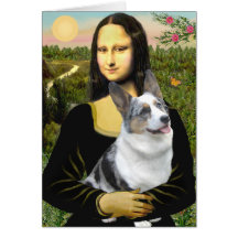 Mona Lisa - Merle Welsh Corgi Greeting Card