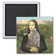 Mona Lisa - Norweigan Forest Cat 2 Inch Square Magnet