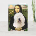 Mona Lisa - Old English 3 Greeting Card