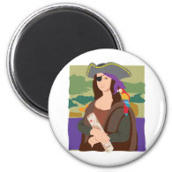 Mona Lisa Pirate 2 Inch Round Magnet