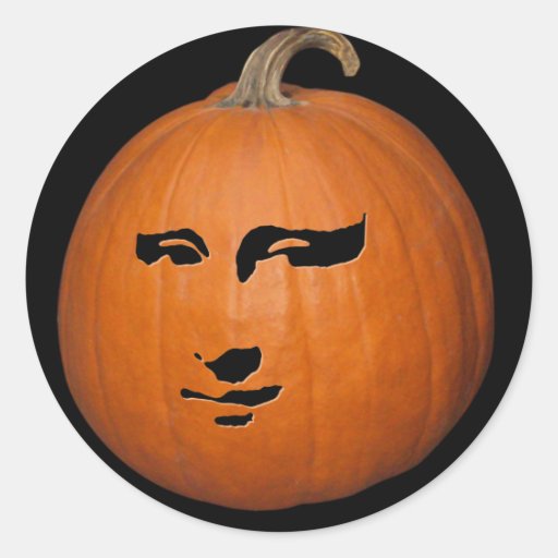 mona-lisa-pumpkin-classic-round-sticker-zazzle