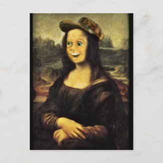 Mona Lisa, Put on a Happy Face zazzle_postcard