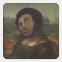 Mona Lisa restaurada Calcomanía Cuadradas