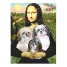 Mona Lisa - Shih Tzus (three) Postcards