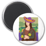 Mona Lisa Sombrero 2 Inch Round Magnet