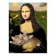 Mona Lisa - Two Tabby Kittens Postcard