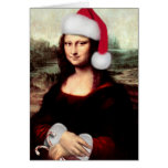 Mona Lisa Wearing a Santa Hat (Add Your Text) Greeting Cards