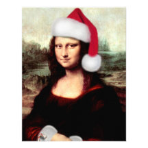 Mona Lisa Wearing a Santa Hat (Add Your Text) Custom Invite