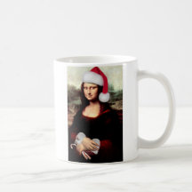 Mona Lisa Wearing a Santa Hat (Add Your Text) Coffee Mug