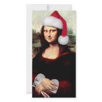 Mona Lisa Wearing a Santa Hat (Add Your Text) Photo Greeting Card