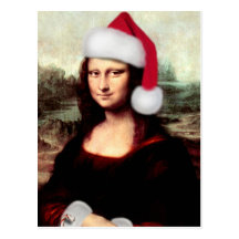 Mona Lisa Wearing a Santa Hat (Add Your Text) Post Card