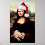 Mona Lisa Wearing a Santa Hat (Add Your Text) Print