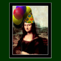 Mona Lisa Wearing Party Hat (Add Your Text) postcards