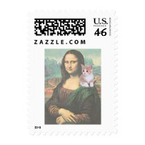 Mona Lisa with Kitten postage