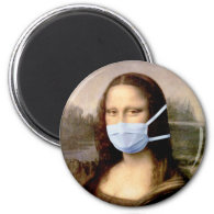 Mona Lisa with Mask 2 Inch Round Magnet