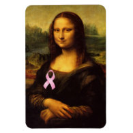 Mona Lisa With Pink Ribbon Rectangular Photo Magnet