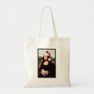 Mona Lisa's Christmas Santa Hat Budget Tote Bag