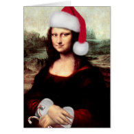 Mona Lisa's Christmas Santa Hat Greeting Card