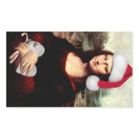 Mona Lisa's Christmas Santa Hat Rectangular Sticker