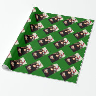 Mona Lisa's Christmas Santa Hat Wrapping Paper