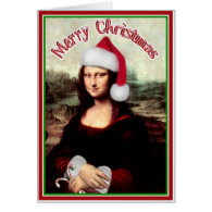 Mona Lisa's Santa Hat Greeting Card