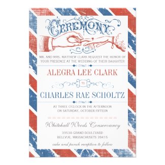 Monaco Blue Red Modern Vintage Typography Invite