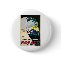 Monaco Grand Prix Automobile Vintage Art Pinback Button