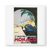 Monaco Grand Prix Automobile Vintage Art Fridge Magnet