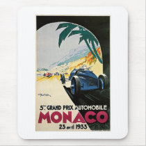 Monaco Grand Prix Automobile Vintage Art Mousepads