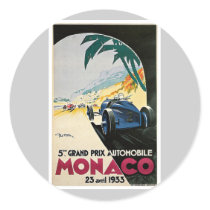 Monaco Grand Prix Automobile Vintage Art Stickers
