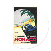 Monaco Grand Prix Car Race Travel Art Stickers