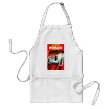 Monaco Grand Prix Race~ Vintage Automobile Ad Aprons