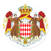 Monaco Official Coat Of Arms Heraldry Symbol Round Stickers