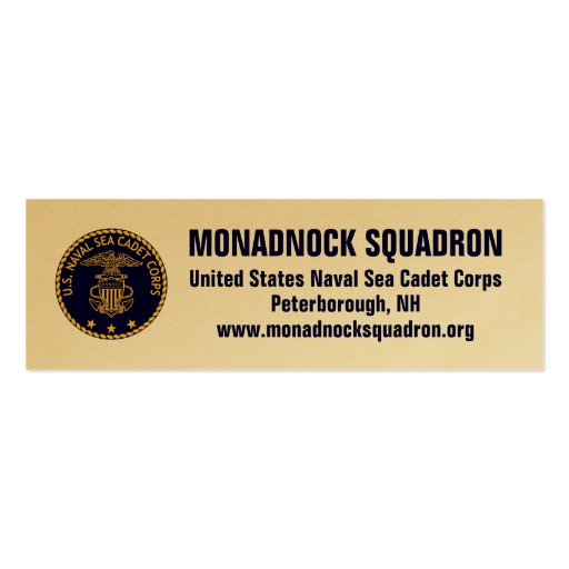 Monadnock Squadron Gold Recruiting Cards Business Cards (front side)