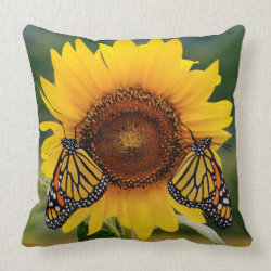 Monarch Butterfies on Sunflower Throw Pillows