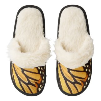 Monarch Butterfly Abstract Pair of Fuzzy Slippers