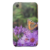 Monarch butterfly and purple flowers iPhone 3 case