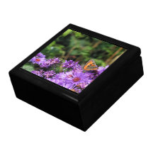 Monarch butterfly and purple flowers jewelry boxes