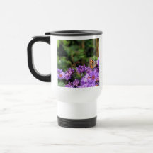 Monarch butterfly and purple flowers mugs