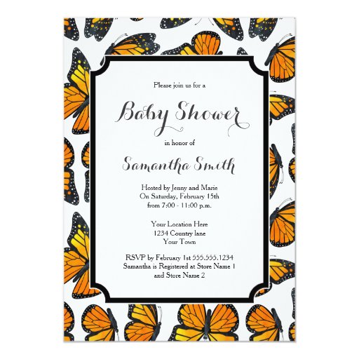Monarch Butterfly Baby Shower Invitation Zazzle