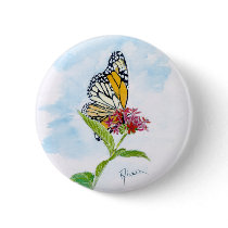 Monarch Butterfly Button