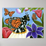 Monarch Butterfly Fairy Cat Fantasy Art Poster posters