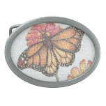 Monarch Butterfly feeding on Zinnia Flower Buckle belt buckles