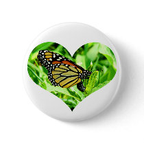 Monarch Butterfly Heart Button