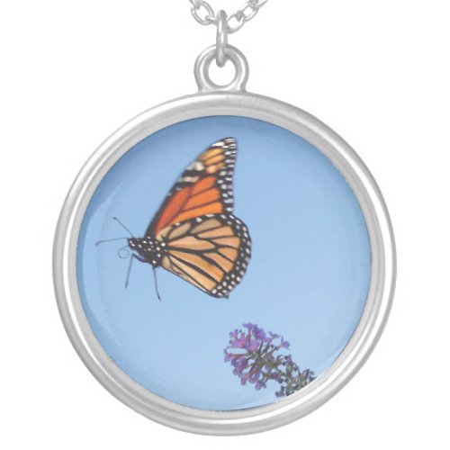 Monarch butterfly in flight necklace