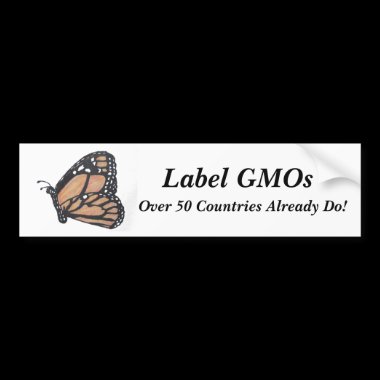 Monarch Butterfly "Label GMOs" bumper stickers