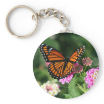 Monarch Butterfly on Lantana Flower Key Chain