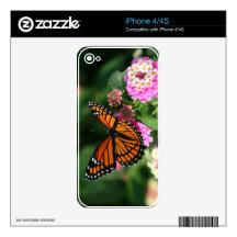 Monarch Butterfly on Lantana iPhone 4/4S Skin Decal For The iPhone 4S